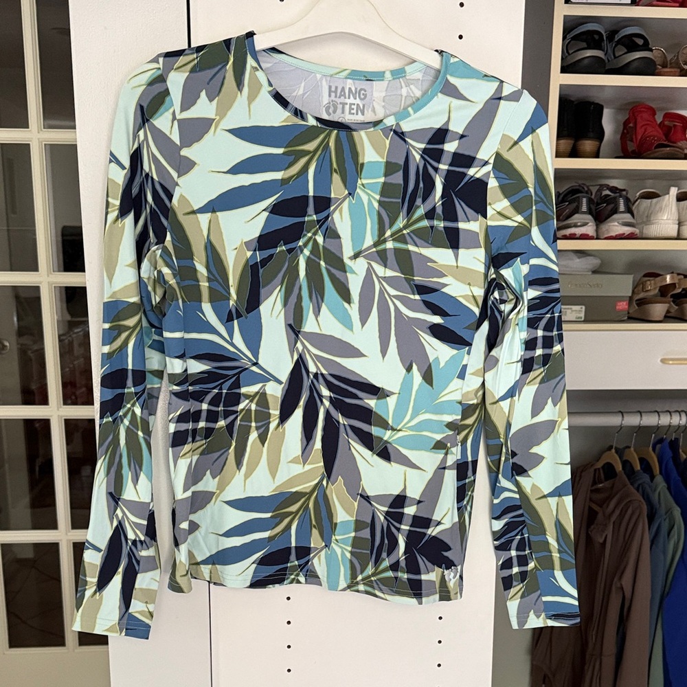 Hang Ten Women's Multicolor Leaf Print Blouse